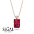 Hidden Halo Emerald Cut Ruby Necklace - Vanessa No. 71 image 9