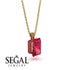 Hidden Halo Emerald Cut Ruby Necklace - Vanessa No. 55 image 2