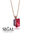 Hidden Halo Emerald Cut Ruby Necklace - Vanessa No. 71 image 2