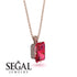 Hidden Halo Emerald Cut Ruby Necklace - Vanessa No. 11 image 2
