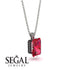 Hidden Halo Emerald Cut Ruby Necklace - Vanessa No. 42 image 2