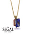 Hidden Halo Emerald Cut Sapphire Necklace - Vanessa No. 58 image 2