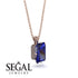 Hidden Halo Emerald Cut Sapphire Necklace - Vanessa No. 14 image 2