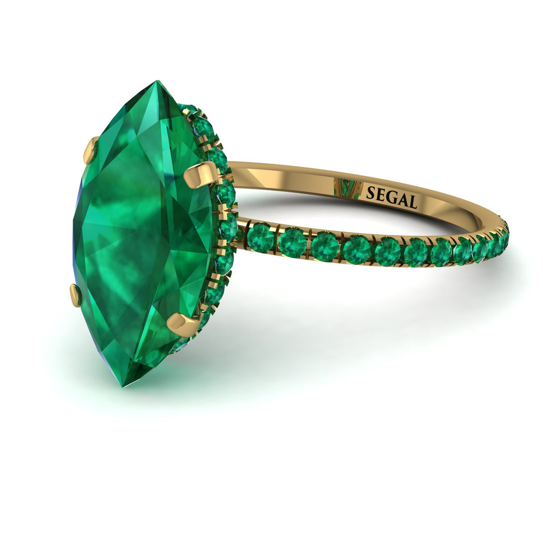 Hidden Halo Marquise Emerald Engagement Ring - Journey No. 19