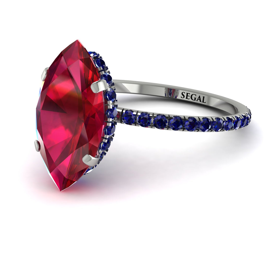 Hidden Halo Marquise Ruby Engagement Ring - Journey No. 72