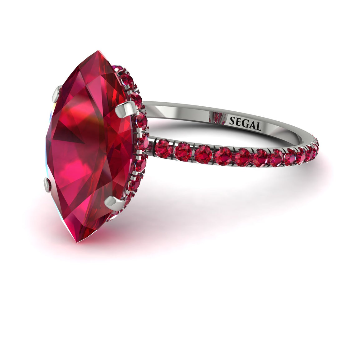 Hidden Halo Marquise Ruby Engagement Ring - Journey No. 57