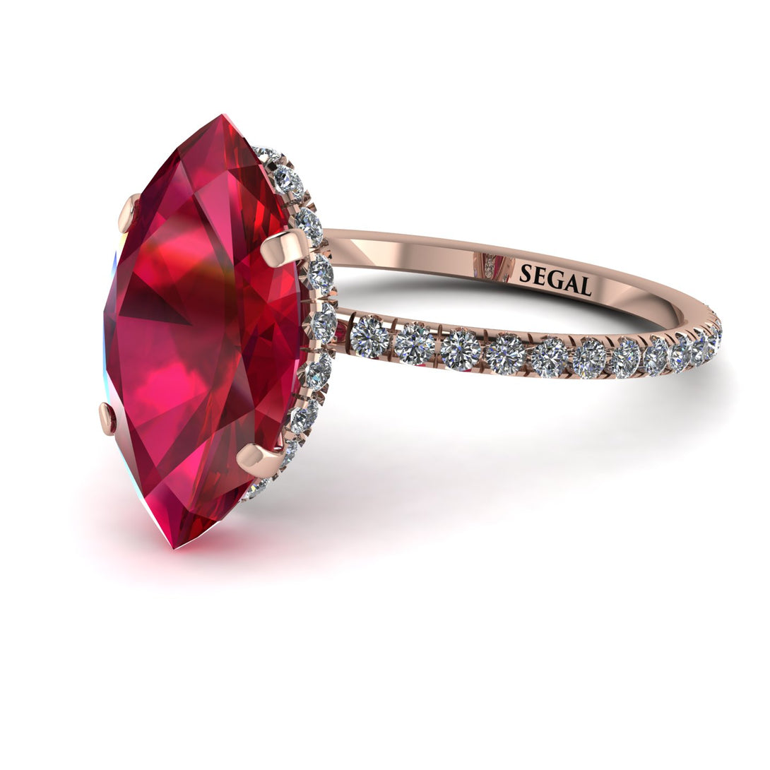 Hidden Halo Marquise Ruby Engagement Ring - Journey No. 11