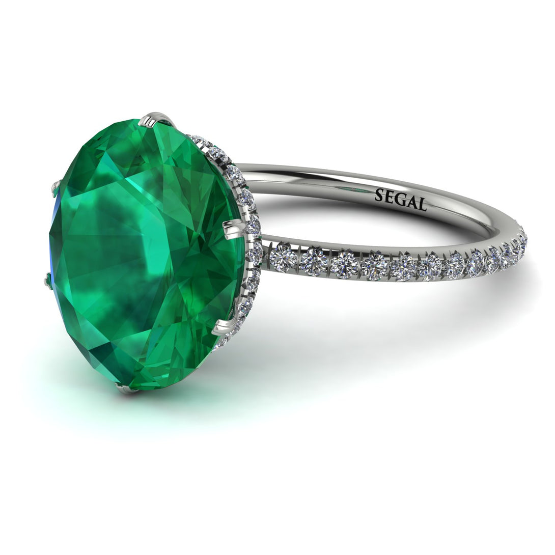 Hidden Halo Oval Emerald Engagement Ring - Gemma No. 6