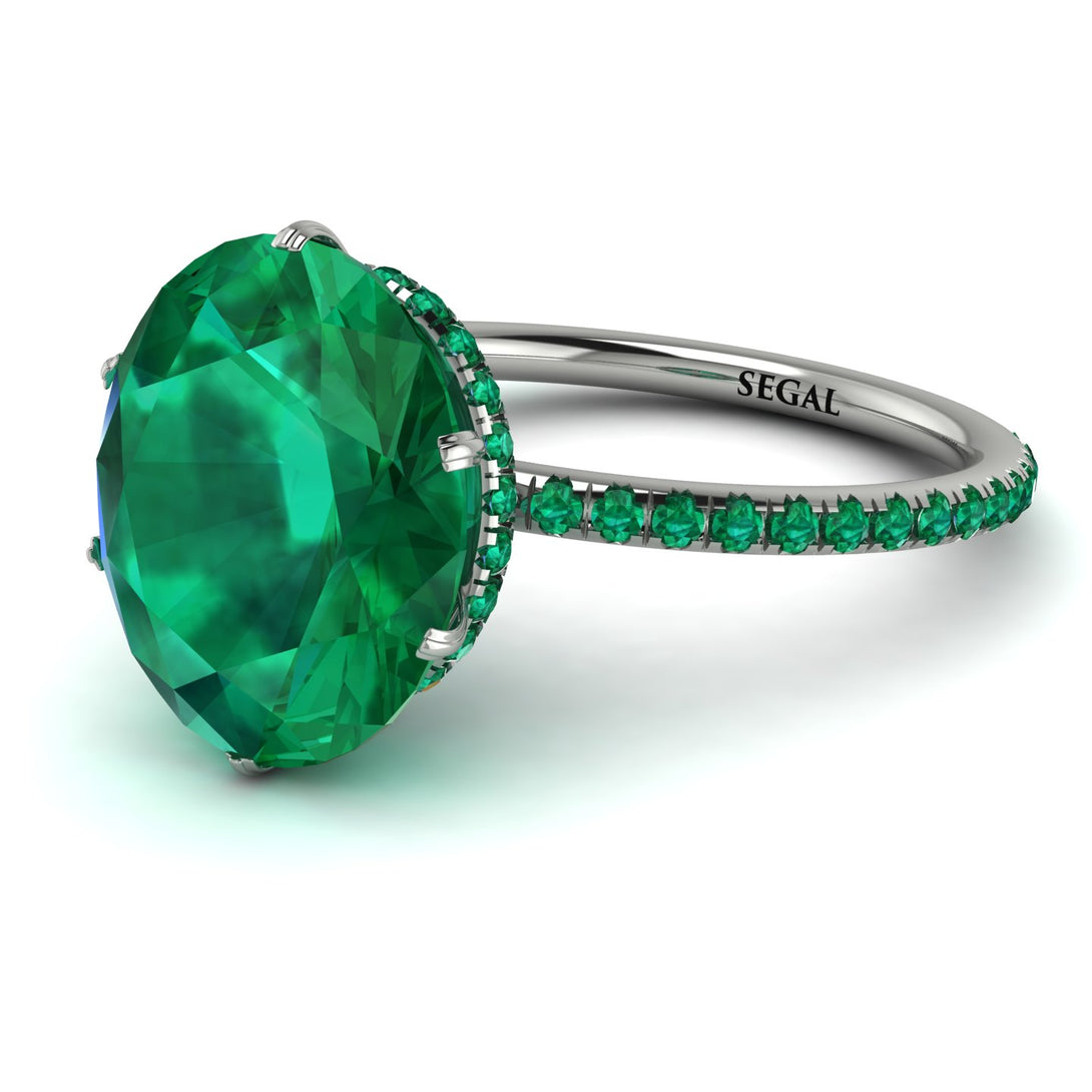 Hidden Halo Oval Emerald Engagement Ring - Gemma No. 21