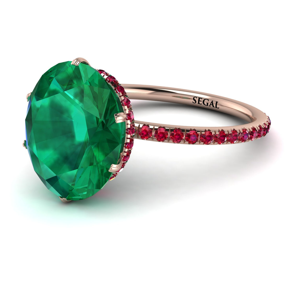 Hidden Halo Oval Emerald Engagement Ring - Gemma No. 50