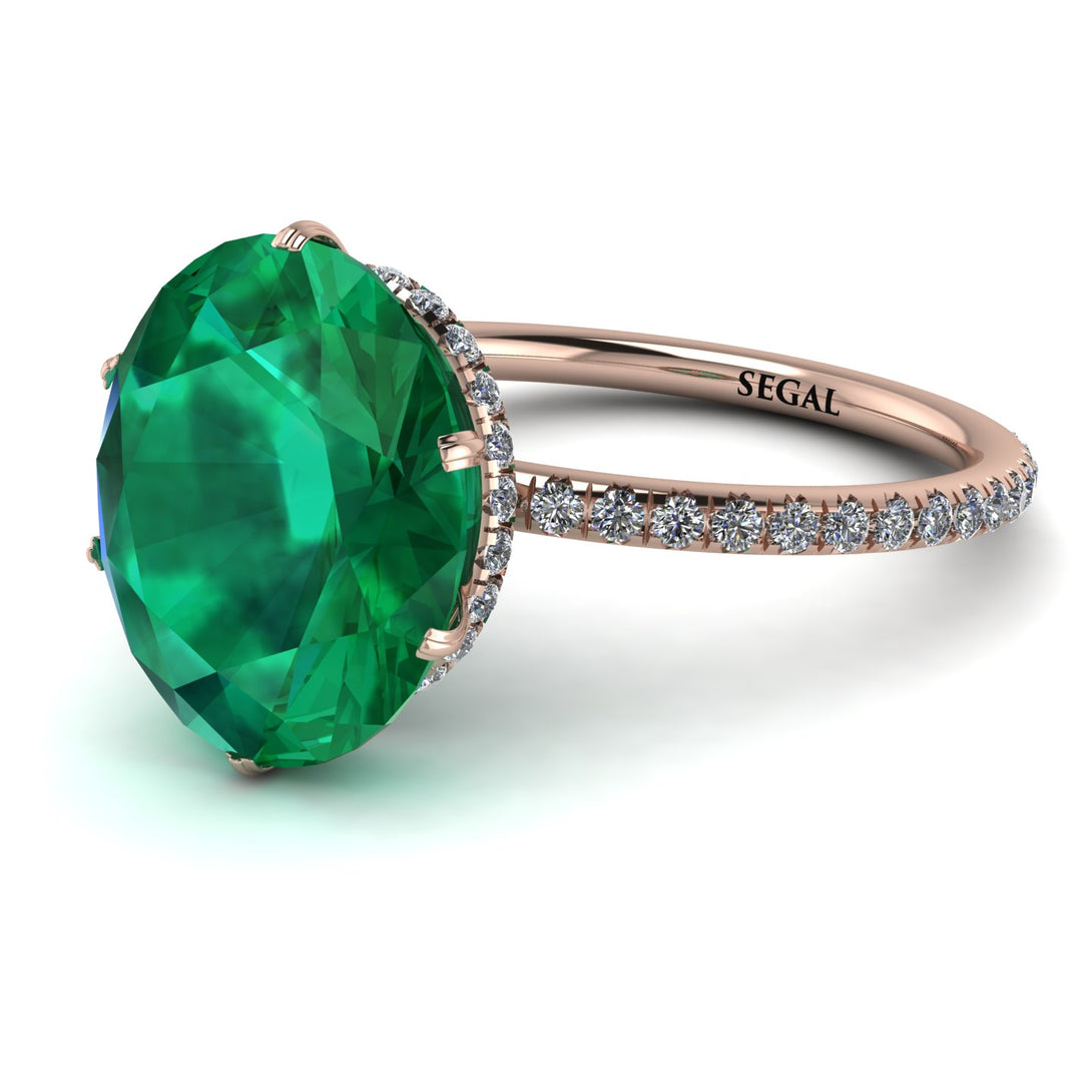 Hidden Halo Oval Emerald Engagement Ring - Gemma No. 5