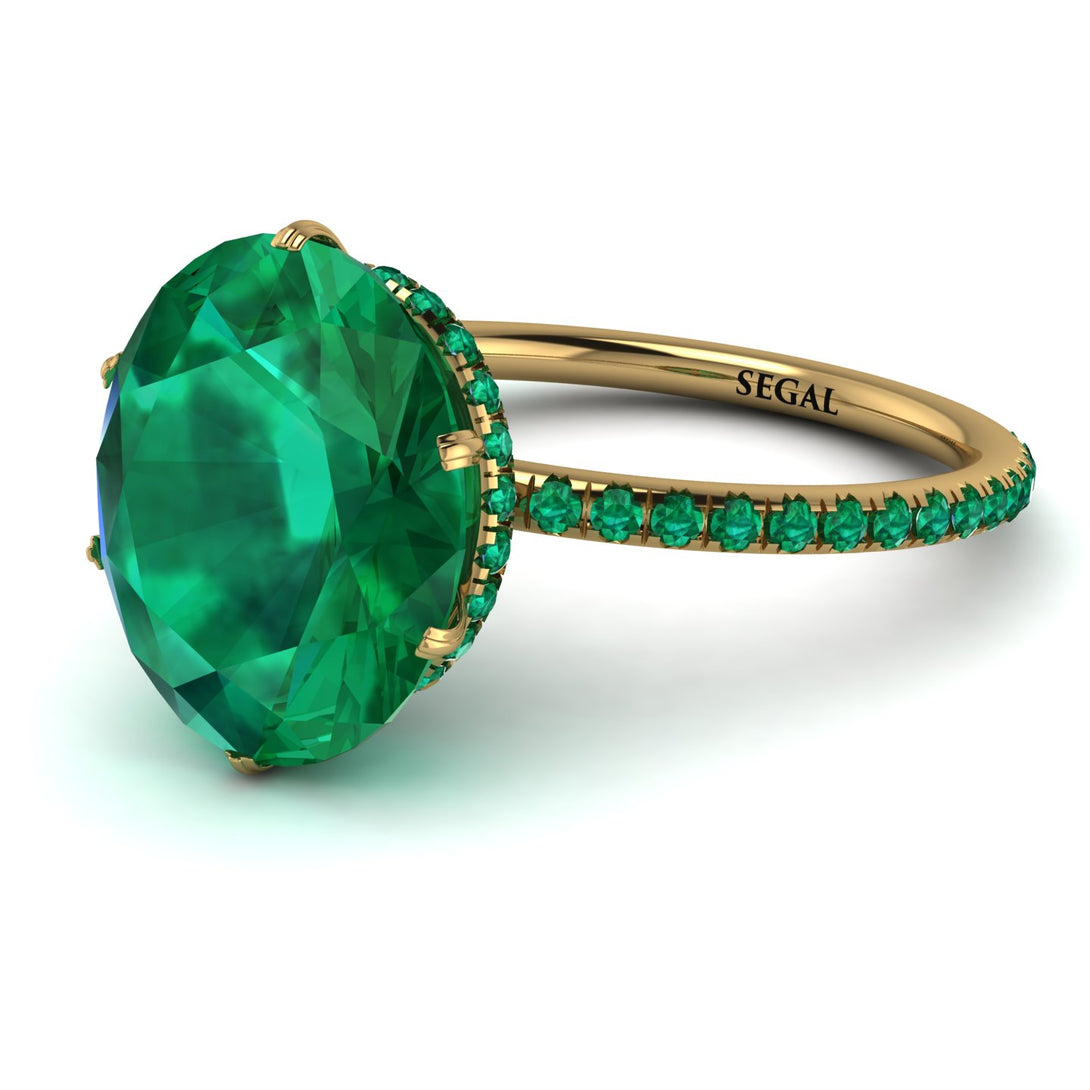 Hidden Halo Oval Emerald Engagement Ring - Gemma No. 19