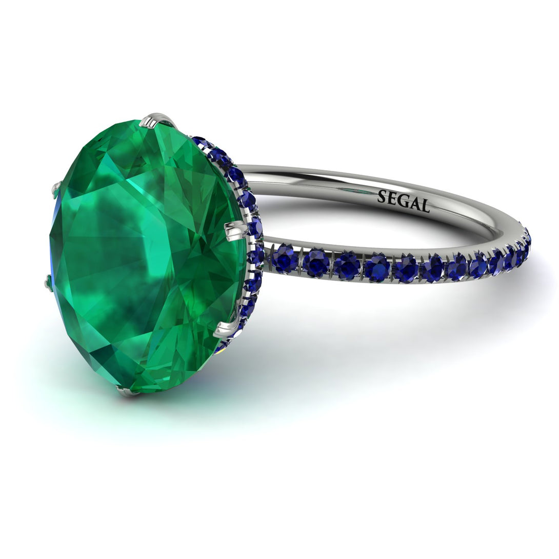 Hidden Halo Oval Emerald Engagement Ring - Gemma No. 66