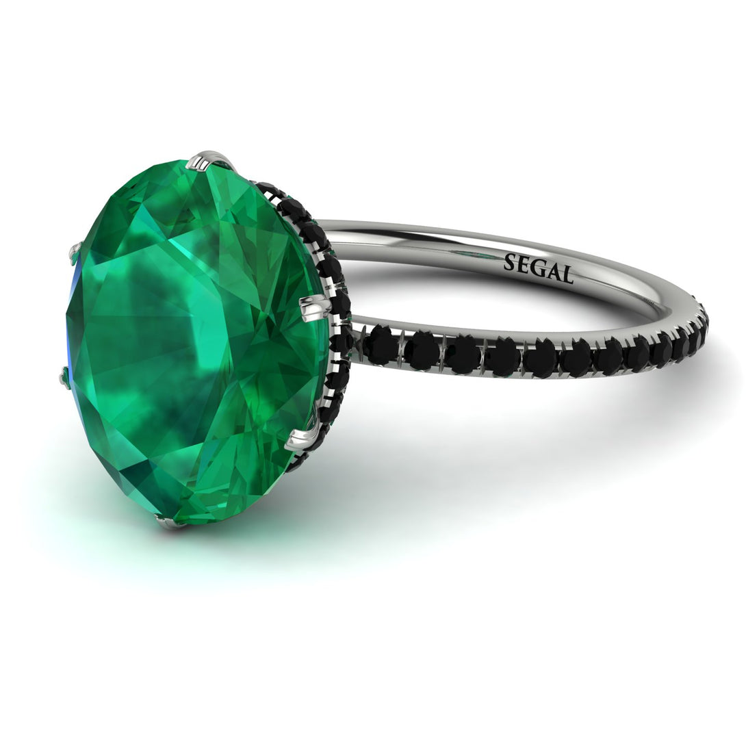 Hidden Halo Oval Emerald Engagement Ring - Gemma No. 36