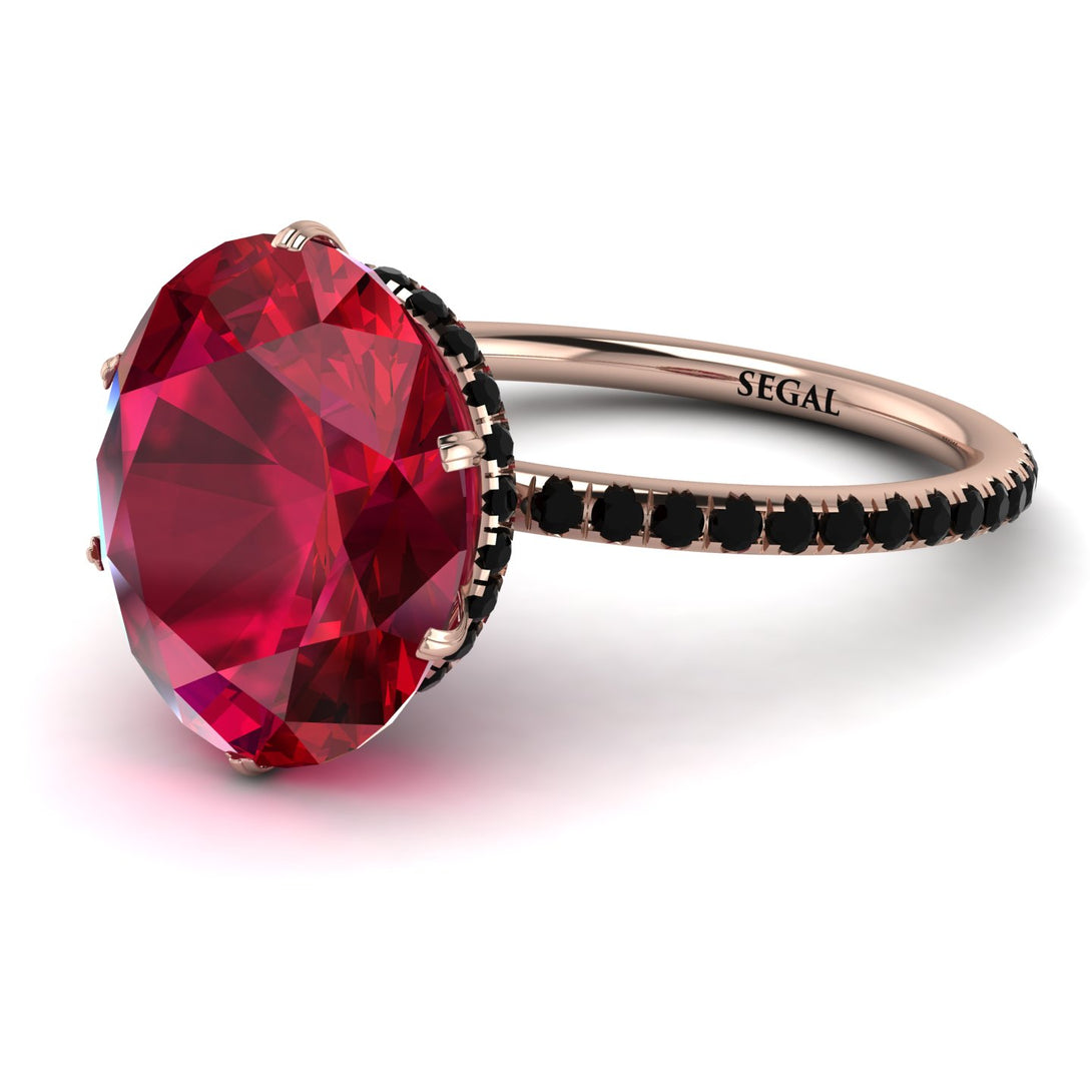 Hidden Halo Oval Ruby Engagement Ring - Gemma No. 41
