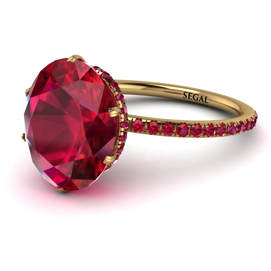 Hidden Halo Oval Ruby Engagement Ring - Gemma No. 55