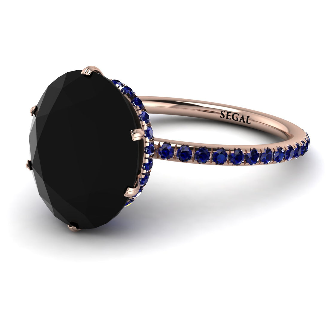 Hidden Halo Oval Black Diamond Engagement Ring - Gemma No. 68