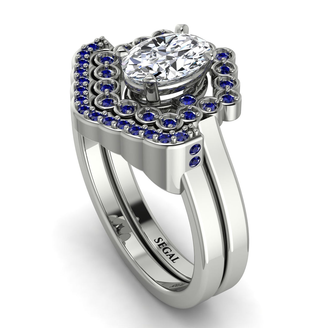 Honeycomb Halo Oval Diamond Bridal Set - Laura No. 63