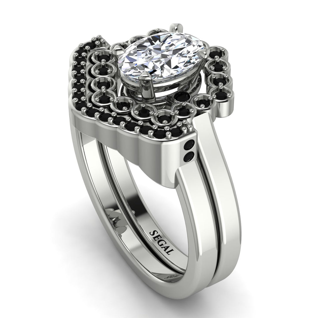 Honeycomb Halo Oval Diamond Bridal Set - Laura No. 33