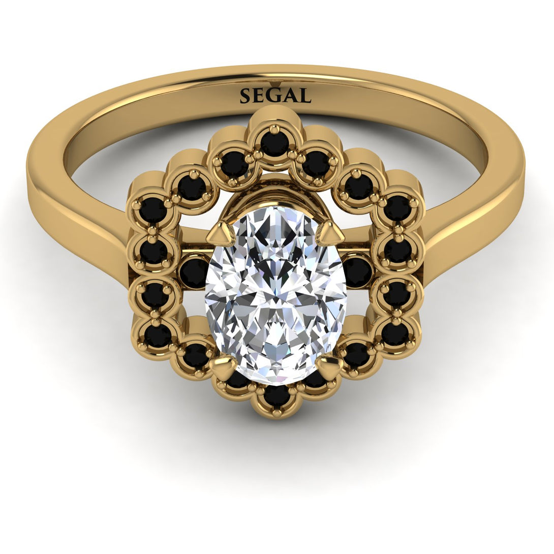 Honeycomb Halo Oval Diamond Ring - Laura No. 31