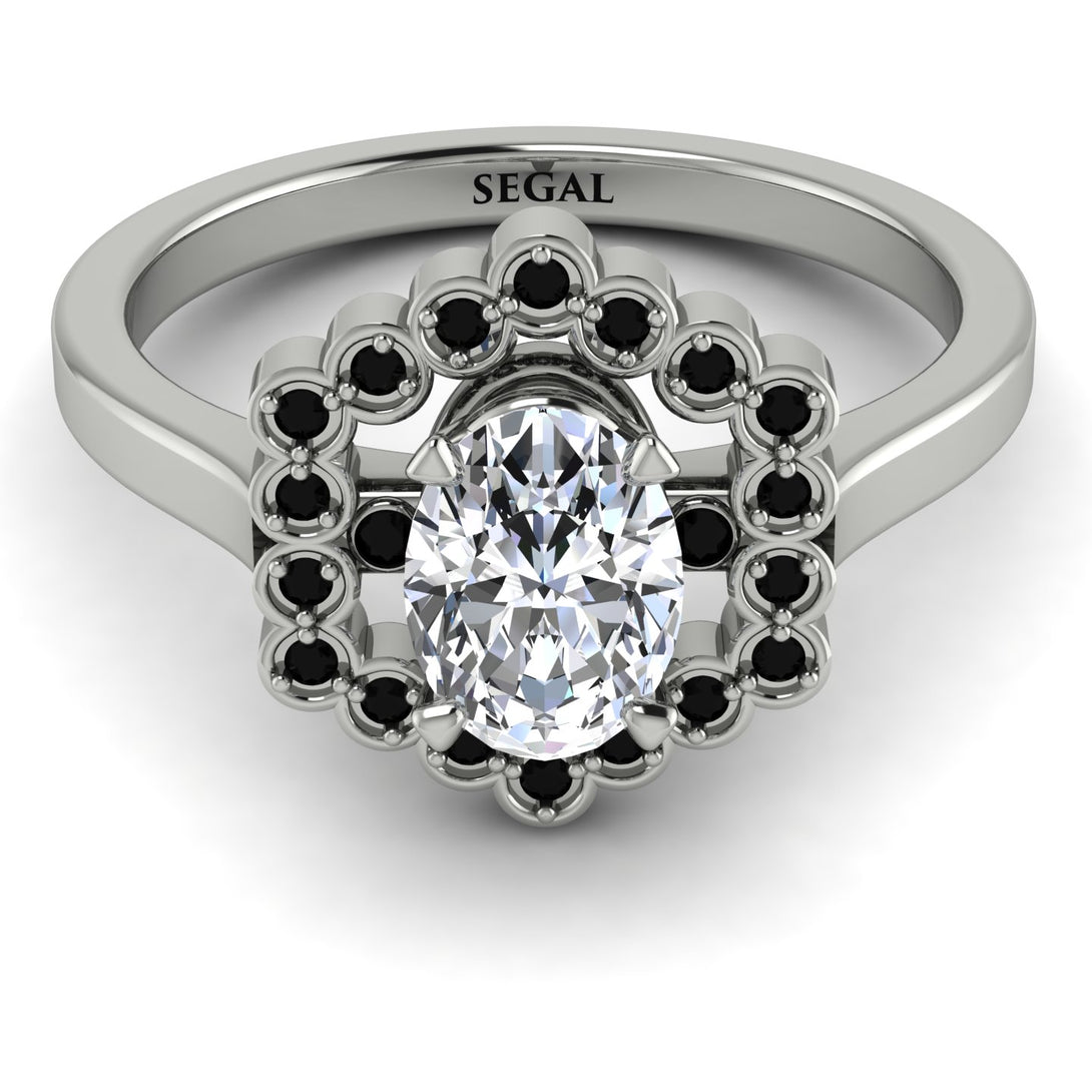 Honeycomb Halo Oval Diamond Ring - Laura No. 33