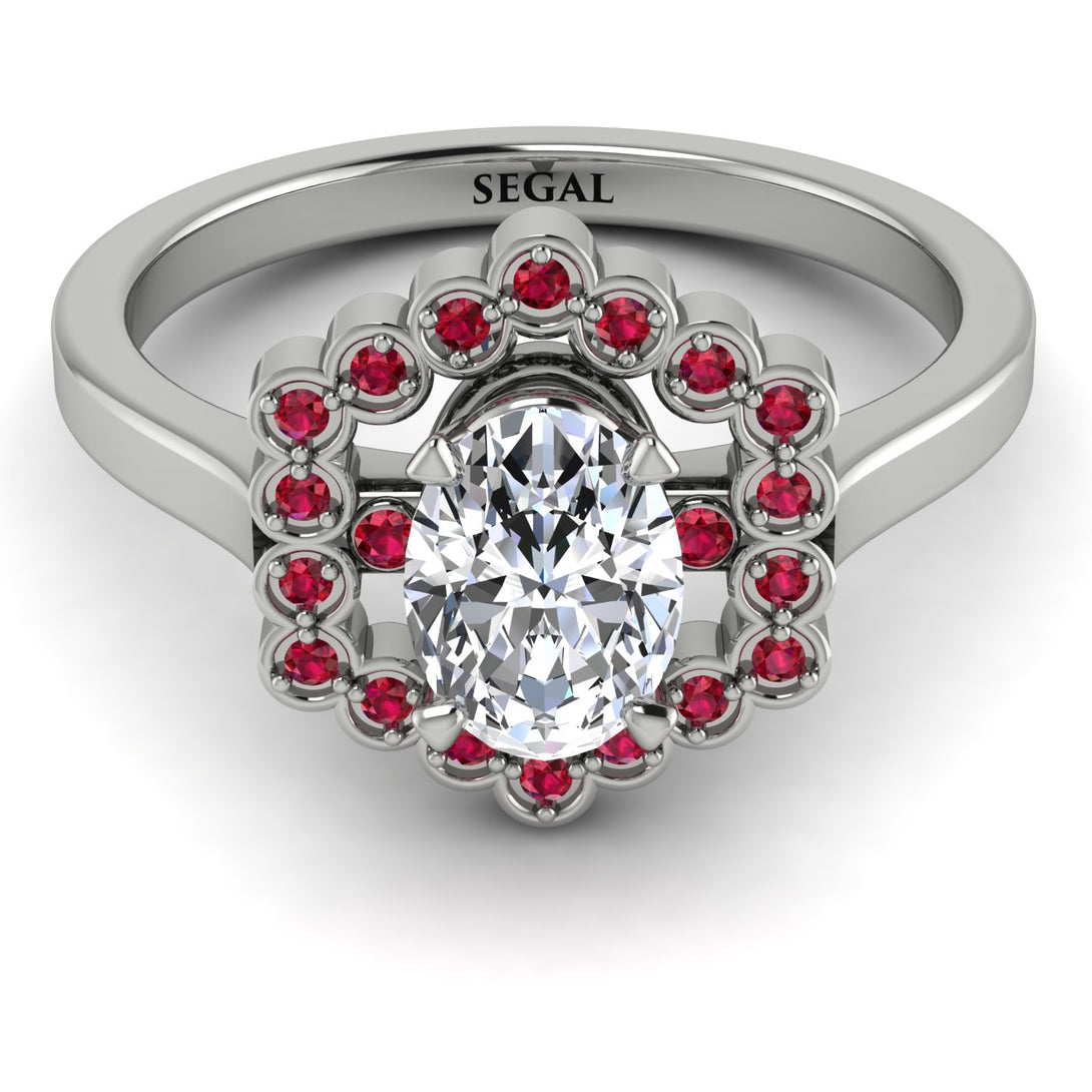 Honeycomb Halo Oval Diamond Ring - Laura No. 48