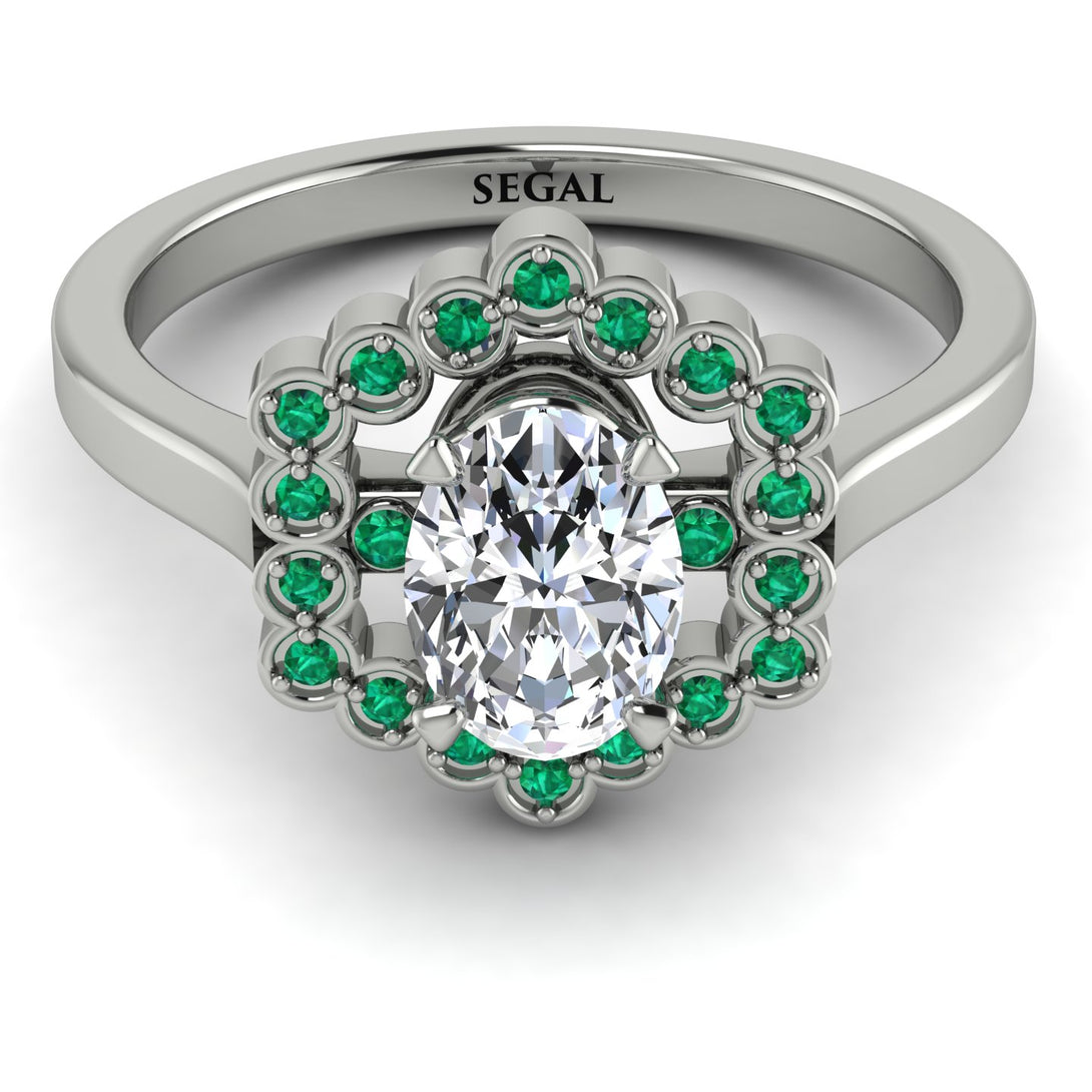 Honeycomb Halo Oval Diamond Ring - Laura No. 18