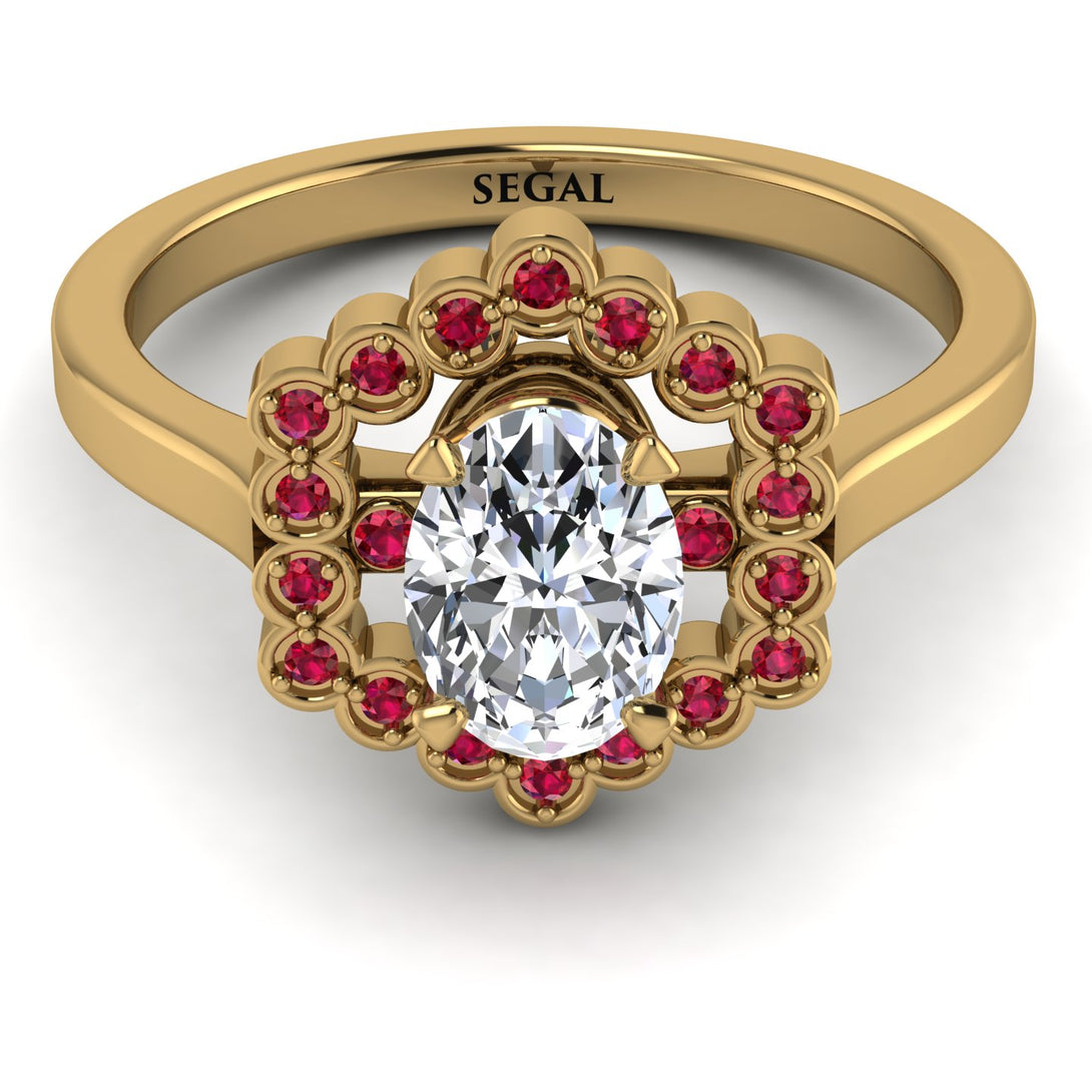 Honeycomb Halo Oval Diamond Ring - Laura No. 46