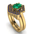 Honeycomb Halo Oval Emerald Bridal Set - Laura No. 64 image 1