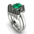 Honeycomb Halo Oval Emerald Bridal Set - Laura No. 36 image 1