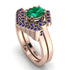 Honeycomb Halo Oval Emerald Bridal Set - Laura No. 65 image 1