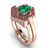 Honeycomb Halo Oval Emerald Bridal Set - Laura No. 50 image 1