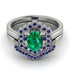 Honeycomb Halo Oval Emerald Bridal Set - Laura No. 66 image 2