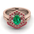 Honeycomb Halo Oval Emerald Bridal Set - Laura No. 50 image 2
