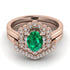 Honeycomb Halo Oval Emerald Bridal Set - Laura No. 5 image 2