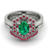 Honeycomb Halo Oval Emerald Bridal Set - Laura No. 51 image 2