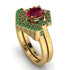Honeycomb Halo Oval Ruby Bridal Set - Laura No. 25 image 1