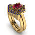 Honeycomb Halo Oval Ruby Bridal Set - Laura No. 70 image 1