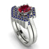 Honeycomb Halo Oval Ruby Bridal Set - Laura No. 72 image 1