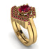 Honeycomb Halo Oval Ruby Bridal Set - Laura No. 55 image 1