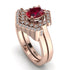 Honeycomb Halo Oval Ruby Bridal Set - Laura No. 11 image 1