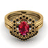 Honeycomb Halo Oval Ruby Bridal Set - Laura No. 40 image 2