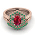 Honeycomb Halo Oval Ruby Bridal Set - Laura No. 26 image 2
