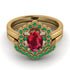 Honeycomb Halo Oval Ruby Bridal Set - Laura No. 25 image 2