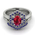 Honeycomb Halo Oval Ruby Bridal Set - Laura No. 72 image 2