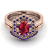 Honeycomb Halo Oval Ruby Bridal Set - Laura No. 71 image 2