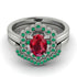 Honeycomb Halo Oval Ruby Bridal Set - Laura No. 27 image 2