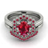 Honeycomb Halo Oval Ruby Bridal Set - Laura No. 57 image 2