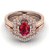 Honeycomb Halo Oval Ruby Bridal Set - Laura No. 11 image 2