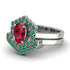 Honeycomb Halo Oval Ruby Bridal Set - Laura No. 27 image 3